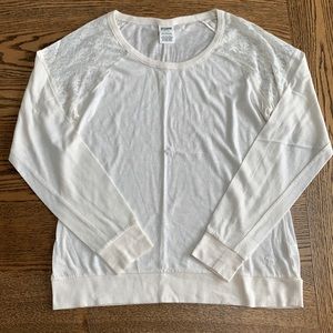 NWOT PINK by VS long sleeve lace shoulder Tshirt